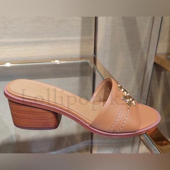 TORY BURCH EVERLY LEATHER BLOCK 45MM SLIP ON SANDAL - Picture 2 of 2